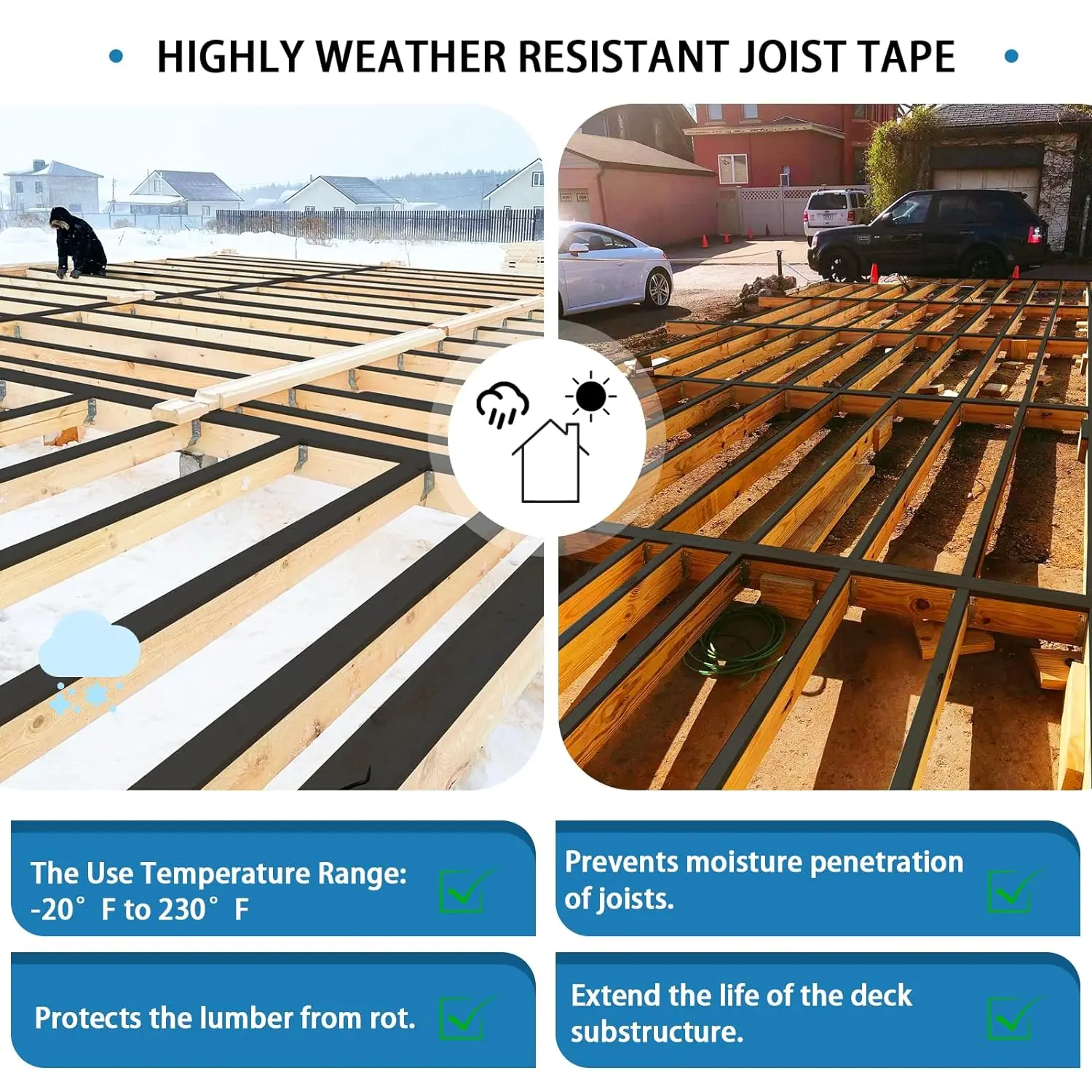 Self Adhesive Waterproof Beams Board Flashing Butyl Protective Deck Butyl Joist Tape