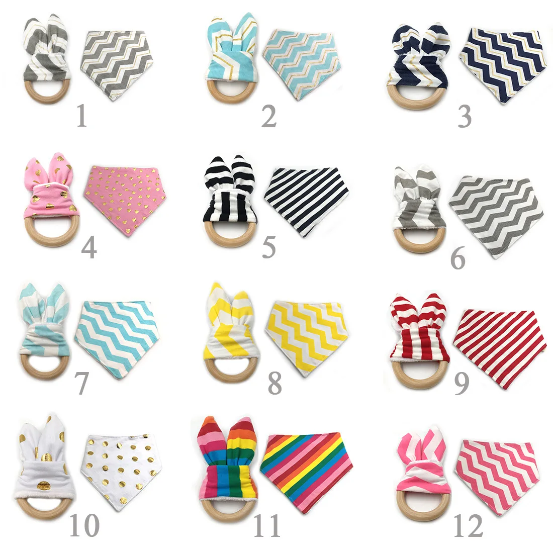 
BPA Free Food Grade Silicone Teether Bracelet Rattle Natural Baby Teething Toy Baby Teethers Wooden Teether Ring With Fabric 