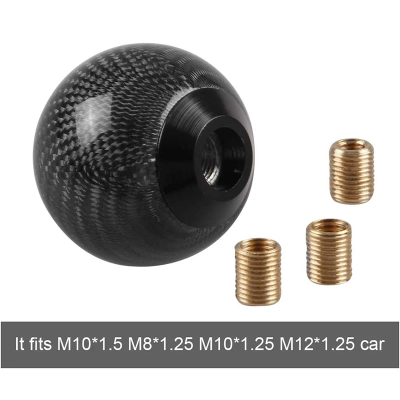 Черные ручки переключения передач из углеродного волокна на заказ с адаптерами, круглая шаровая ручка переключения передач из углеродного волокна, автомобильная ручка переключения передач