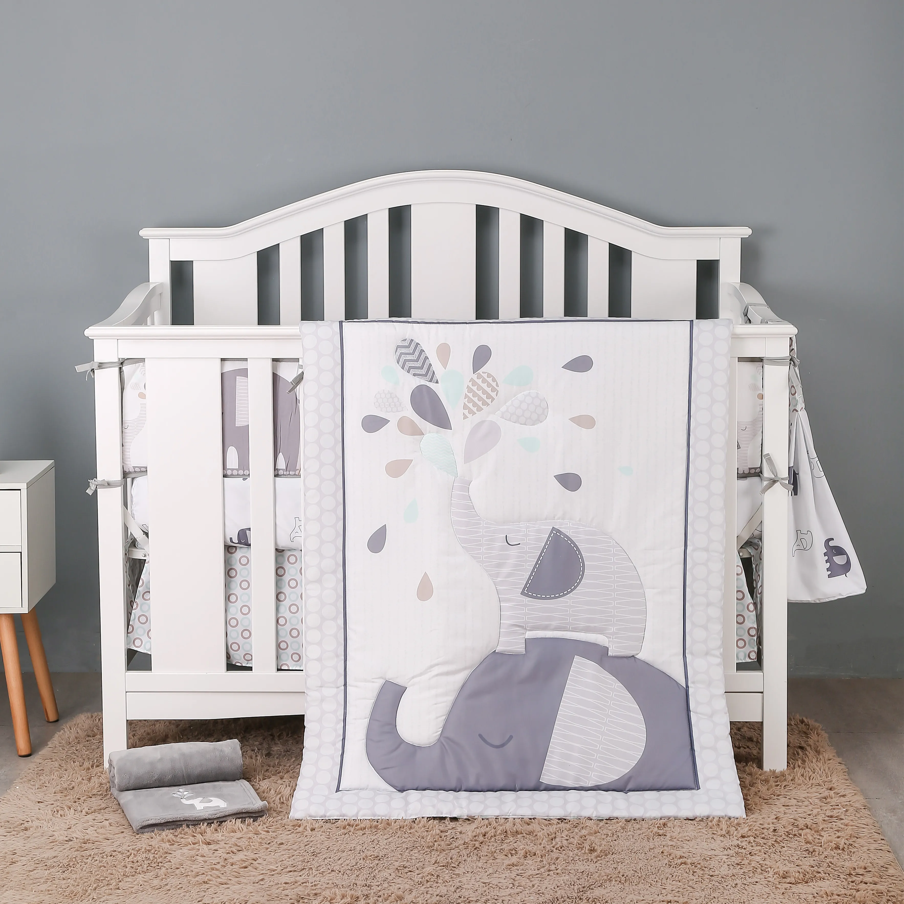 
Hot selling dinosaur cartoon cute new born baby bed sheet set quilt crib bedding set baby 