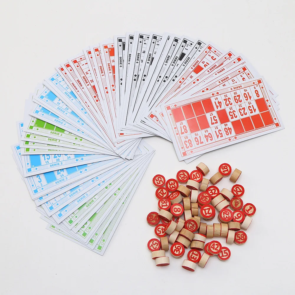 Wood Bingo Toys Educational Barrels Loteria Cards Bingo Wooden Russian Lotto Board Games For Family