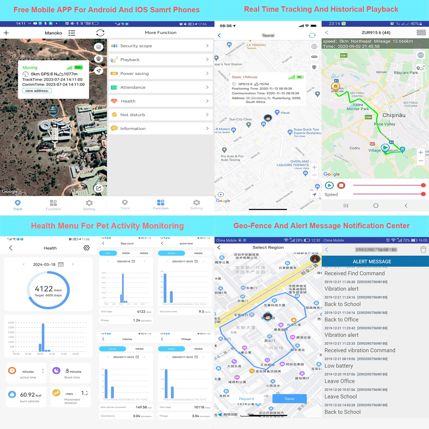 Factory OEM G68P Waterproof Pet Dog Cat GPS Tracker 4G With Free APP Collar For Pets Real Time Tracking Activity Monitoring