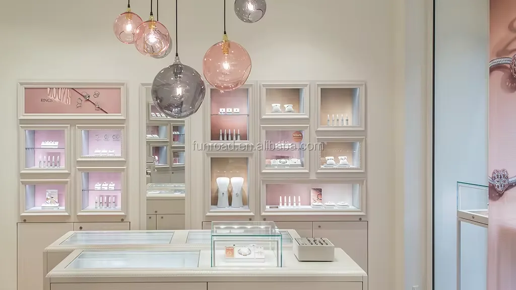 Jewellery Shop Furniture Design Luxury Wooden Glass jewel Display Cabinet And Showcase For Jewelry Store Decoration
