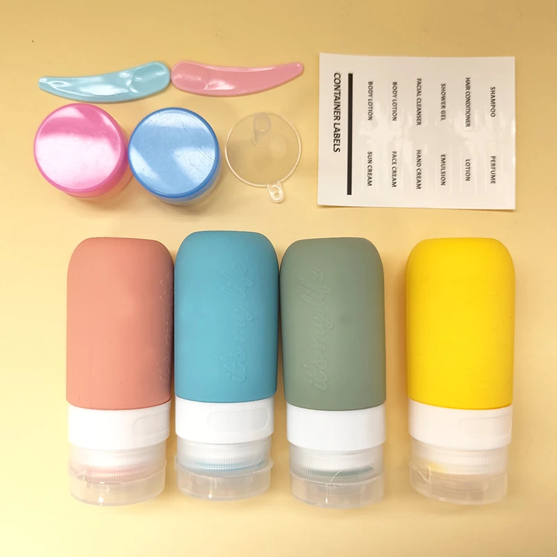 Custom 60/90 ml Leakproof Shampoo Lotion Durable Split Squeeze Tube Silicone Carton Shape Travel Bottle Kit with Accessaries