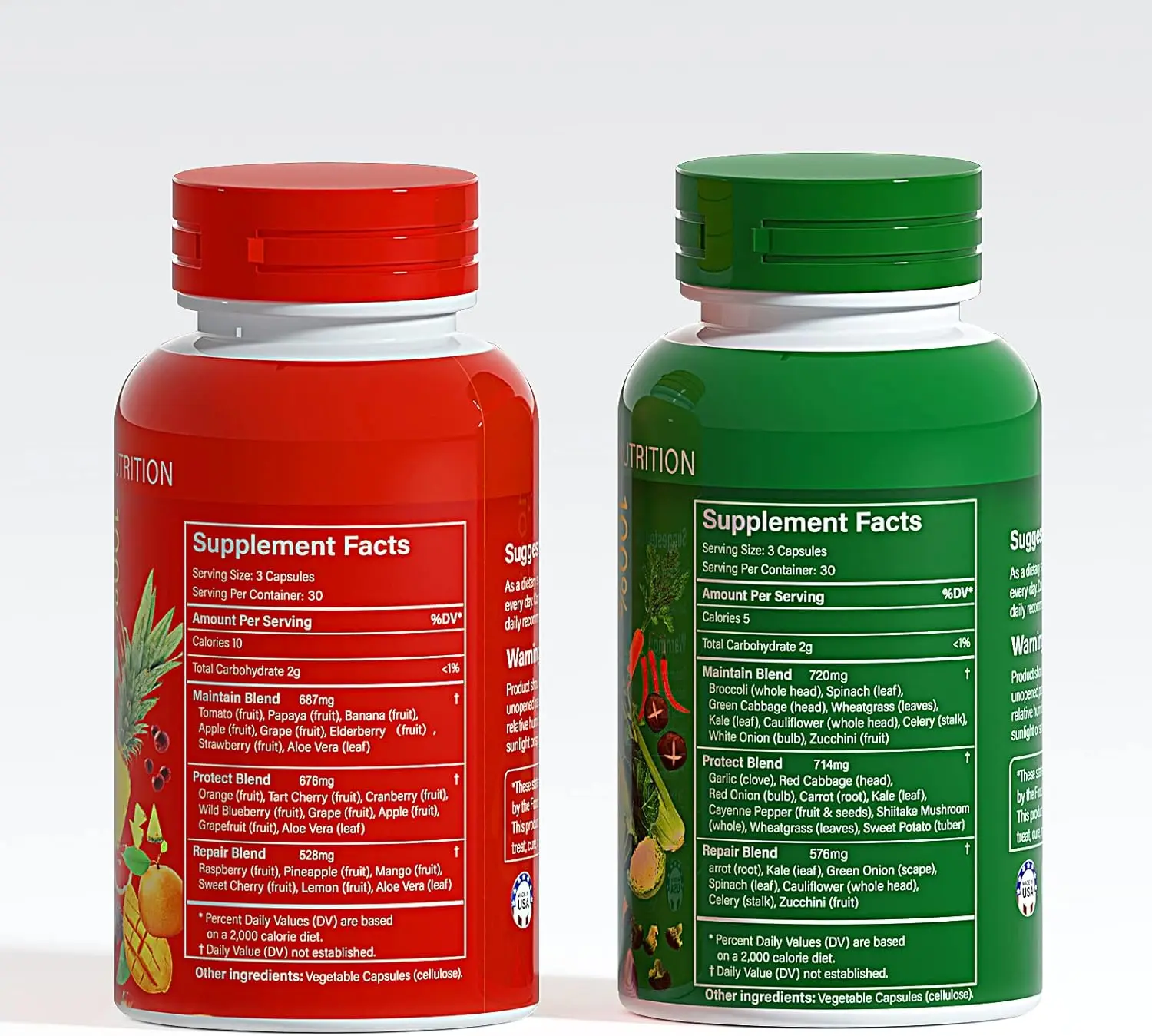 fruit vegetable nutrition balance 90 fruits 90 vegetable capsules Vegetarian vitamin dietary supplements