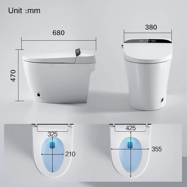 square design one piece intelligent toilet auto open high quality ceramic s-trap siphonic flush wash and dry 110v 220v american