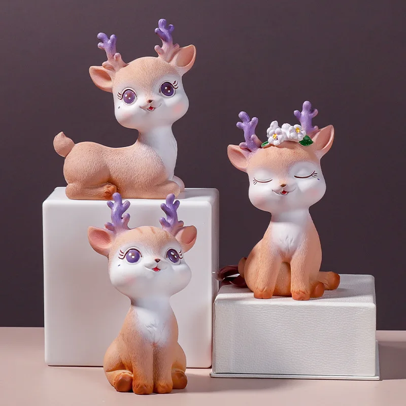 Lovers Sika Deer car decoration cartoon deer ornaments creative resin crafts ornaments
