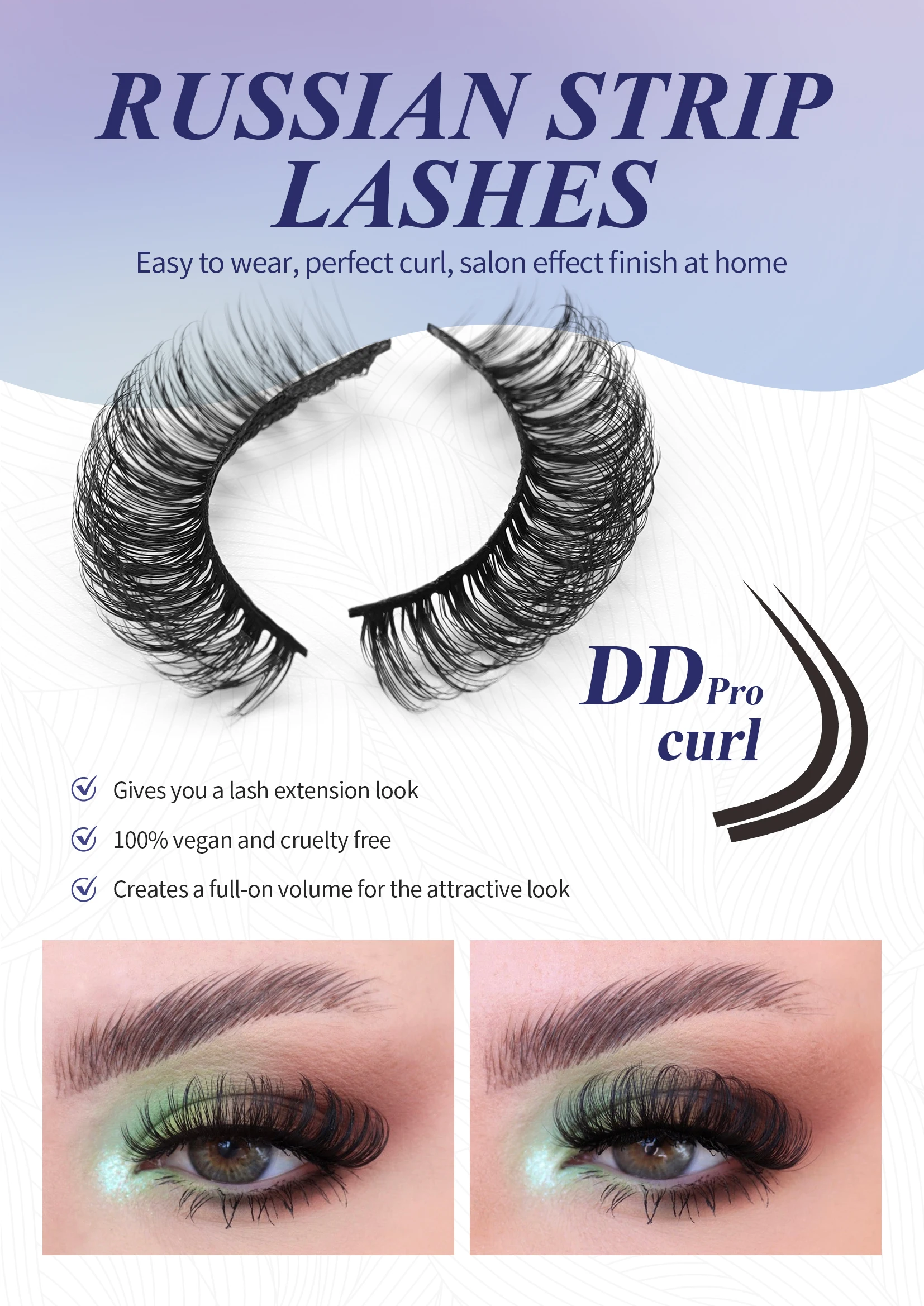 Faux Mink d Curl Strip Eye Lashes Wholesale Black 3d Natural Eyelash Packaging Box Private Label Custom Eye Lash Box Case