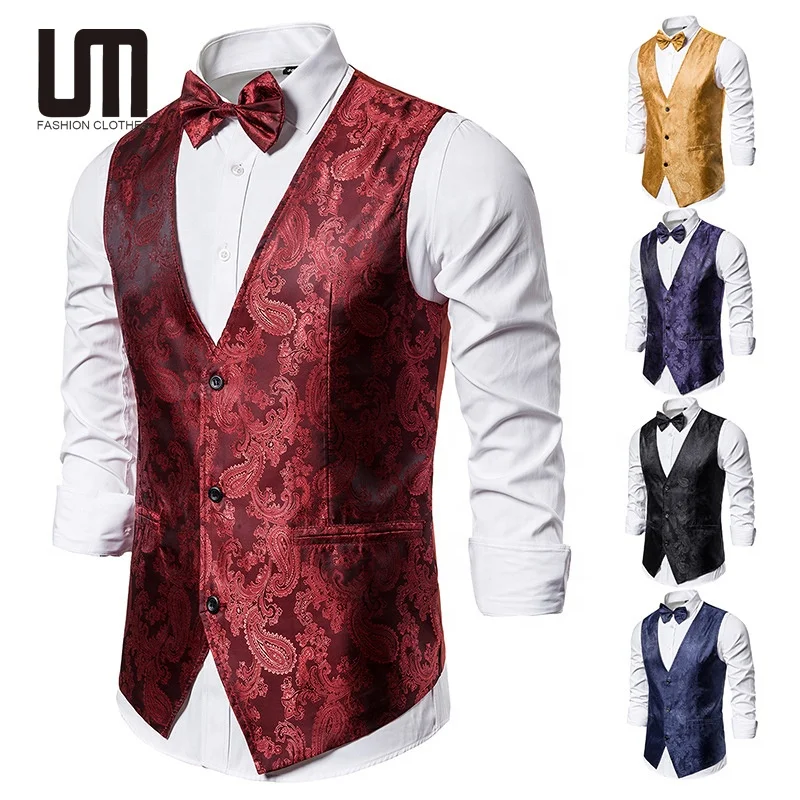 Liu Ming Fashion 2025 Men s V Neck Business Jacquard Suit Vest Single Breasted V Neck Wedding Blazer Waistcoats