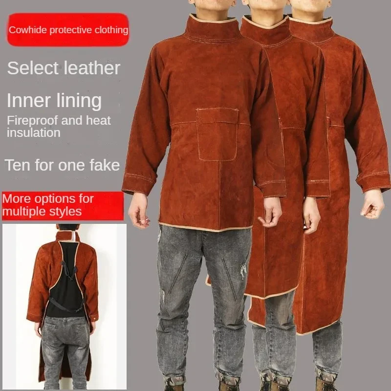 Industrial Welding Flame Proof Split Leather Welding Protective Jackets Work Wear