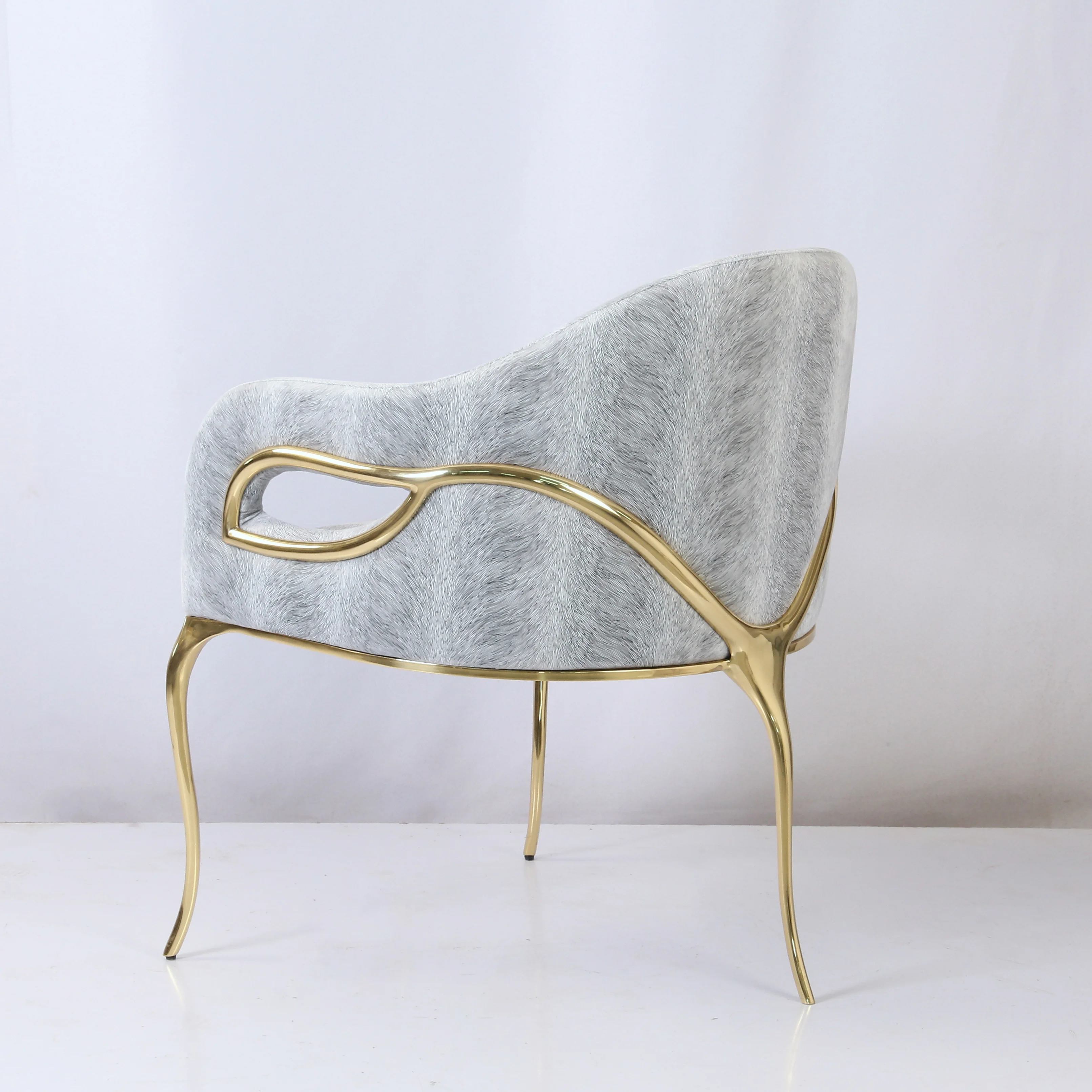 Free Sample Wholesale Design Room Furniture Gray Velvet Modern Luxury Dining Chairs with Metal Legs Brass Gold