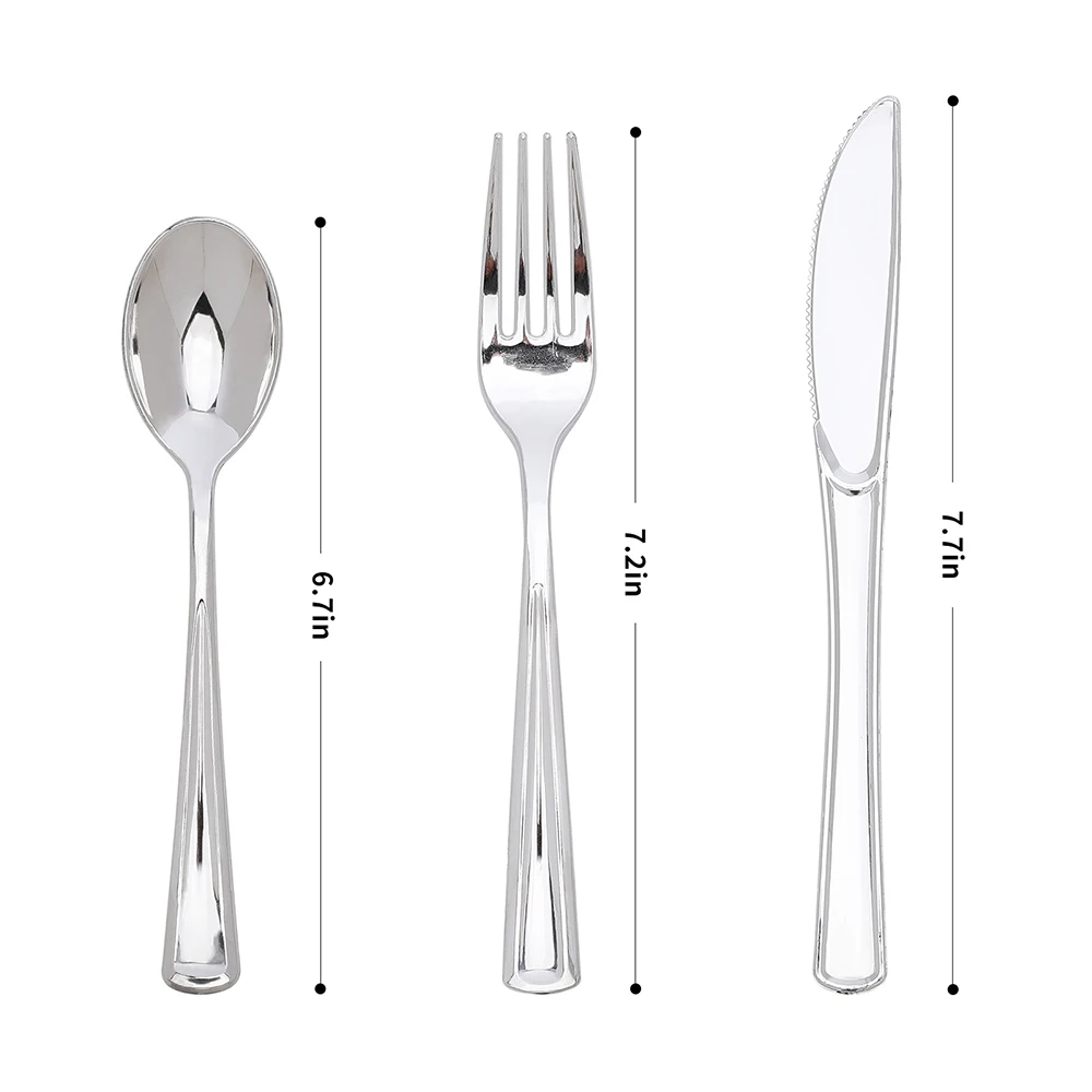 Small plastic disposable spoons forks knife set