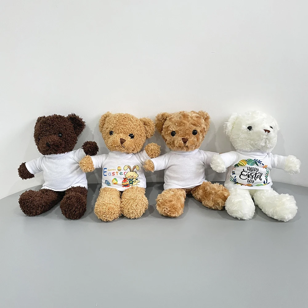 wholesale Sublimation 30cm Teddy Bear Stuffed Animal with white blank T Shirt for plush toy for For DIY printing