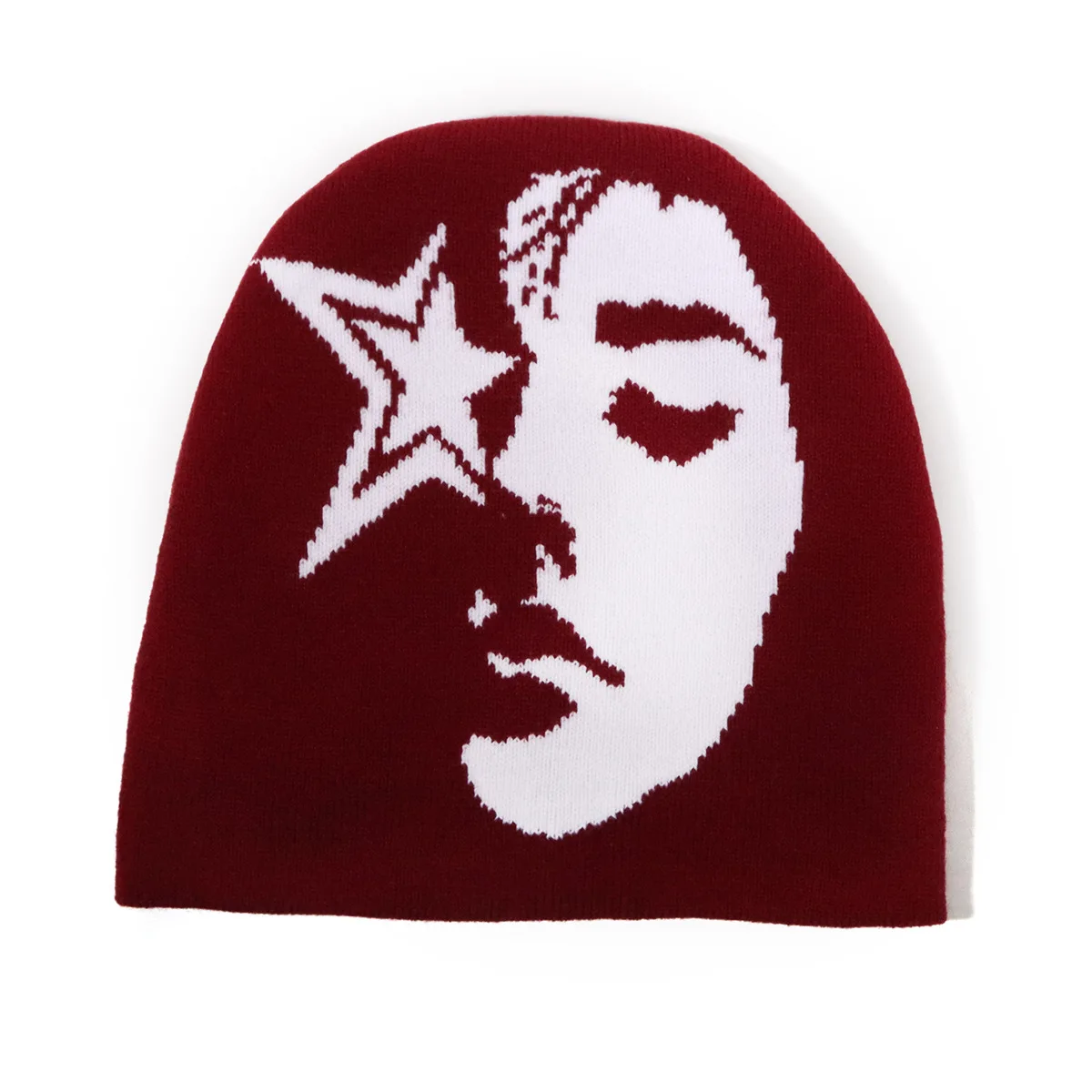 Woman Face Graphic Beanie Manufacturer Knitted Custom Logo Y2k Beanie Personalized Jacquard Hat