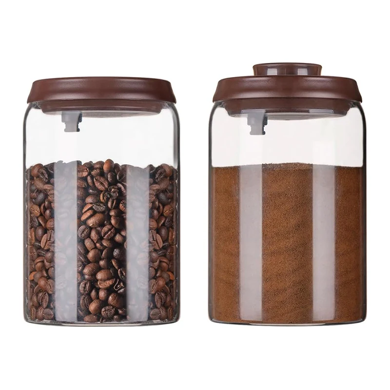 Glass Coffee Canister 900ml Airtight Food with Pop Lid Kitchen High Borosilicate Glass storage Jar For Tea Coffee Bean Sugar