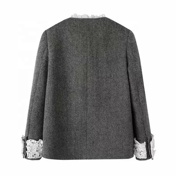 OUDINA New French Retro One Shoulder Slim Long-Sleeved Ladies Tops Latest Design Print Blazers