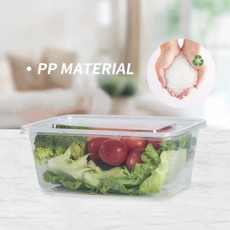 Hot Selling 500ml 650ml 750ml 1000ml Clear Packaging Microwavable Safe Plastic Pp Food Container Custom Takeout To Go Boxes
