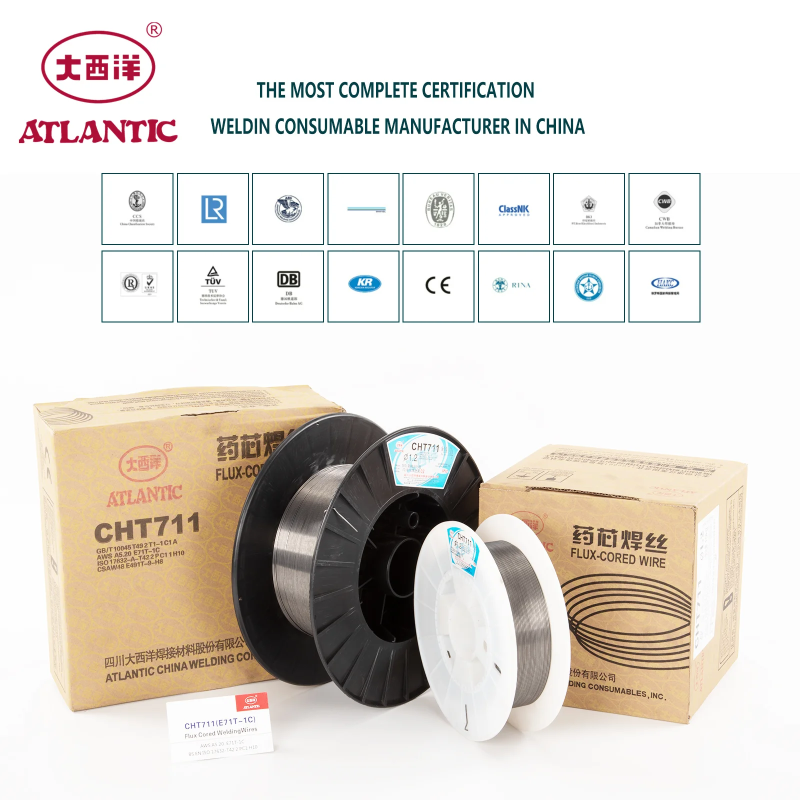 Atlantic AWS E71T1 1.2/1.6mm 15kg Flux Cored Welding Wire China Manufacturer