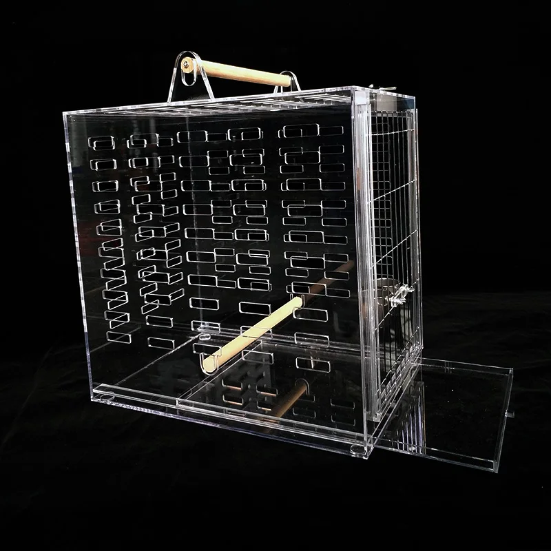 Factory custom large clear transparent pmma plexiglass acrylic pet bird parrot breeding house cage box square acrylic bird cage