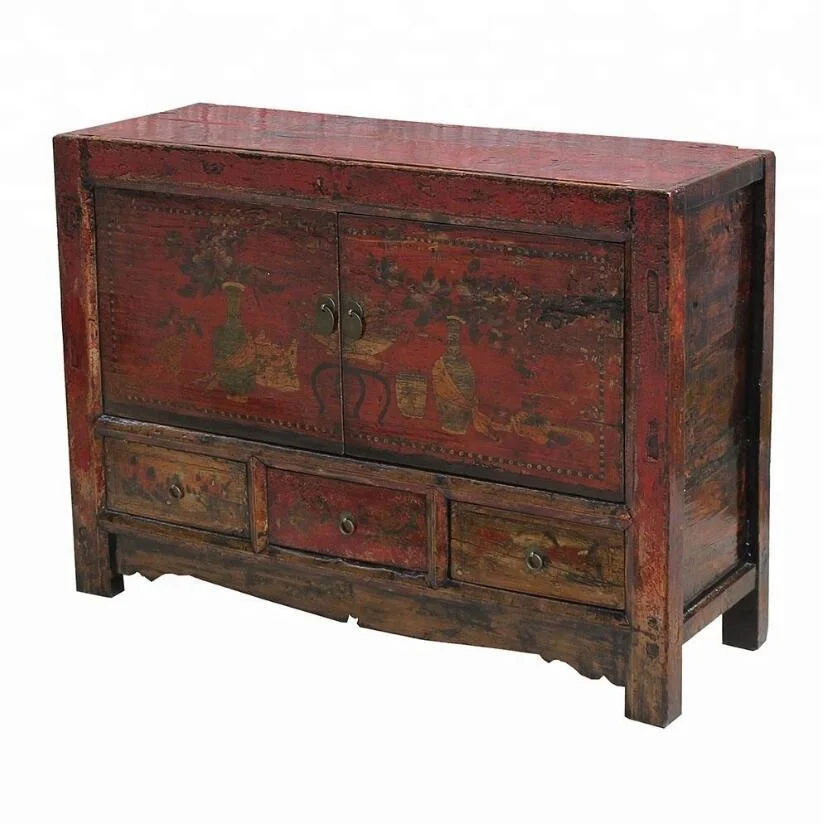 Азиатский Антиквариат, винтажная роспись вручную, монгольский сервант, мебель