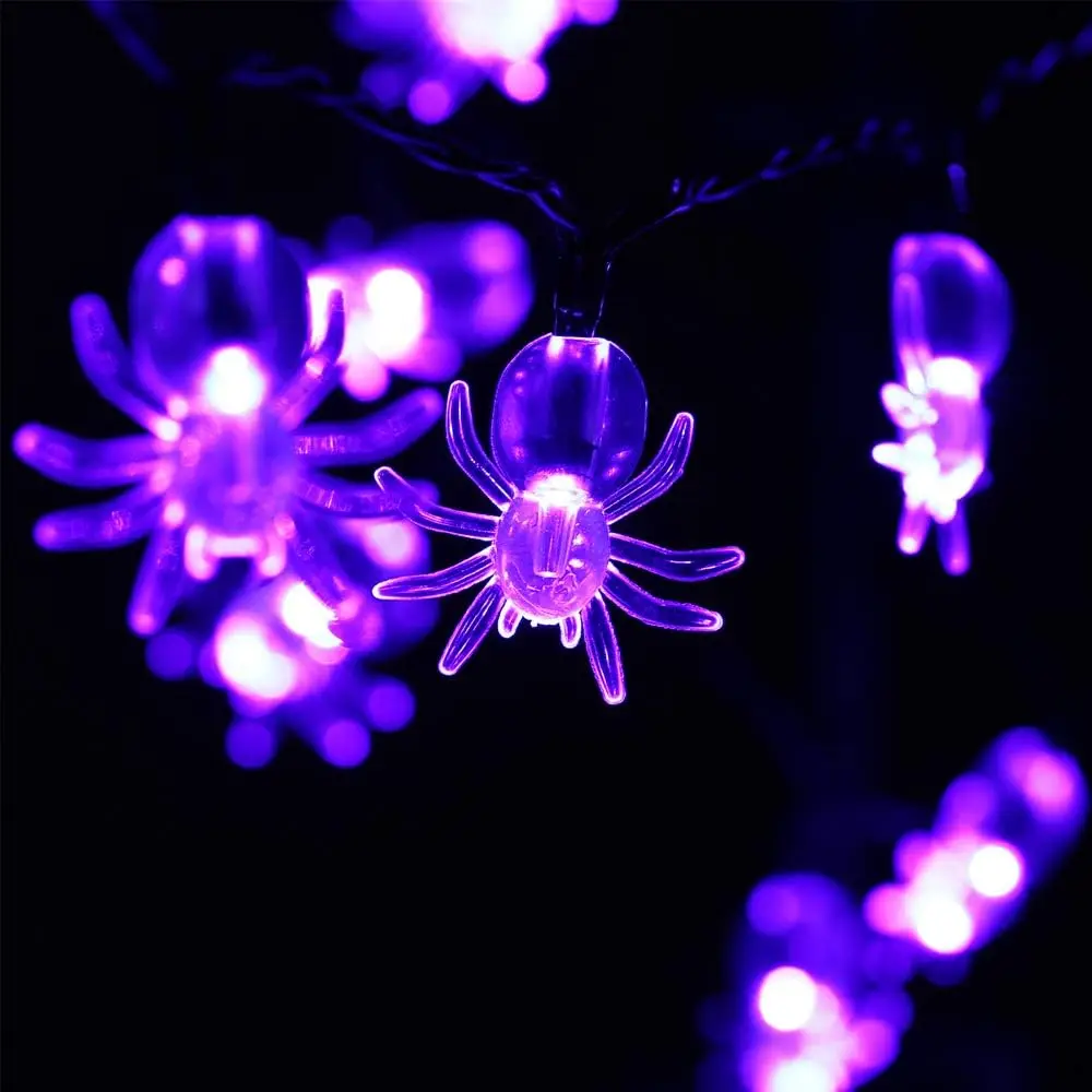 TSINYE LED Halloween Decoration Waterproof 3D Purple Spider Bat Pendant Decoration String Lights for theme parties carnival