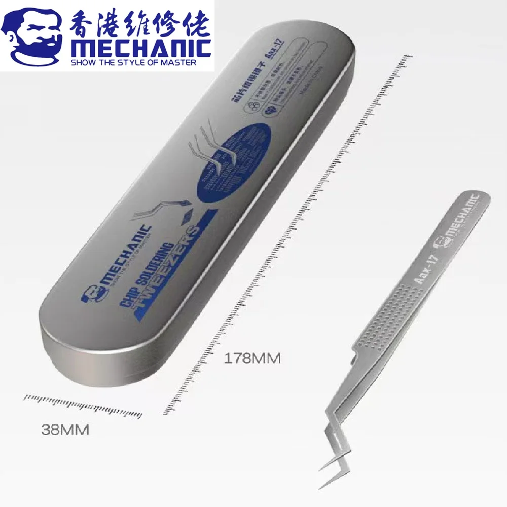 MECHANIC Aax-17 Stainless Steel Tweezers For Chip Tin Planting Anti-Corrosion High Hardness Jump Wire Clamping Repair Tweezers