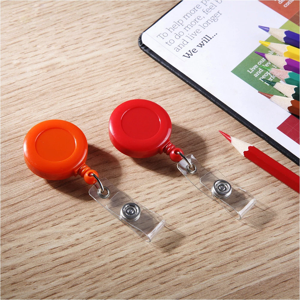 Bestom Retractable ABS Round Badge Reel With Belt Clip and PVC Strap metal Keychains Key Ring for ID Card Holder