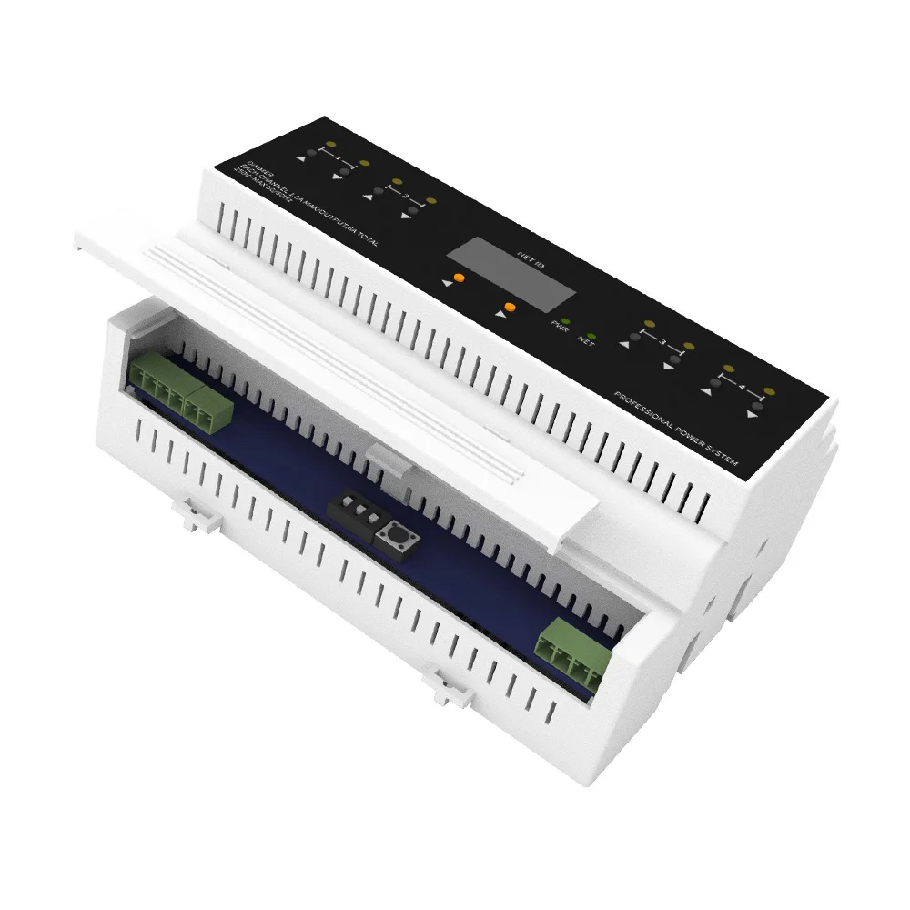 DIN Rail 24 вольт DC 4-канальный видеорегистратор с задней кромкой диммер главный контроллер света для светодиодного уличного освещения управления