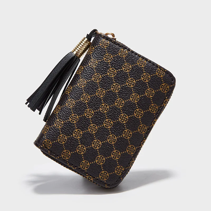 Custom Printed Luxury Designer Women Pink Pu Leather Credit Card Wallet With Zipper