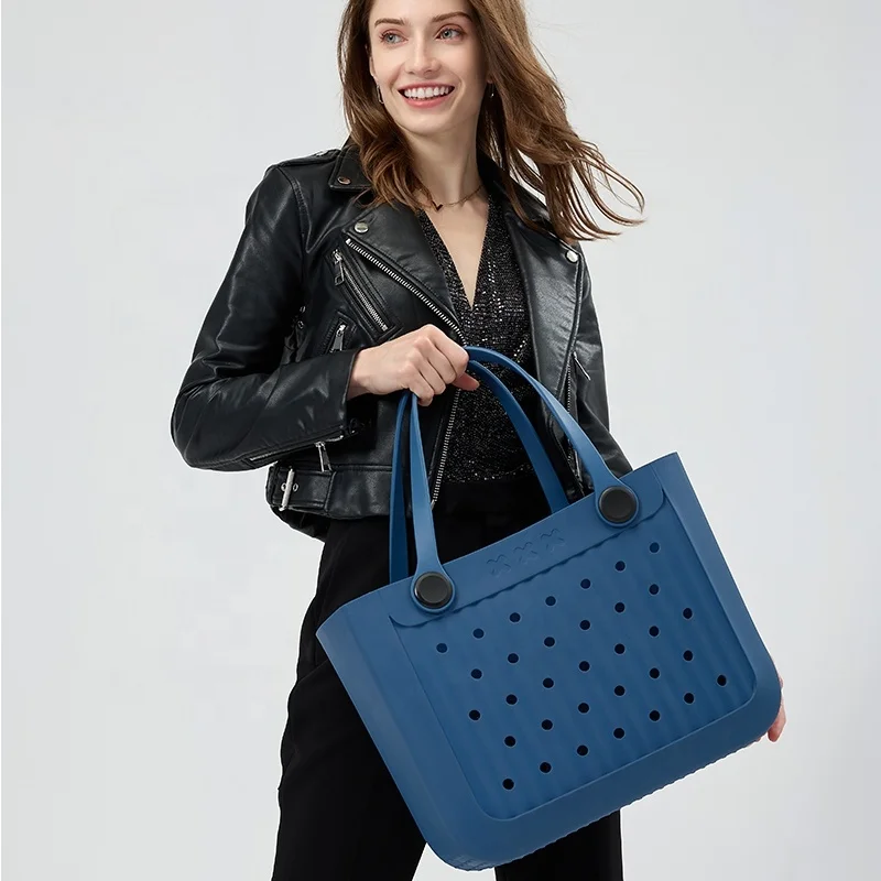 2024 New Design Popular Tote Bag Silicone Large Waterproof Washable Tip Proof Durable Bag for the Beach Boat Pool Sports