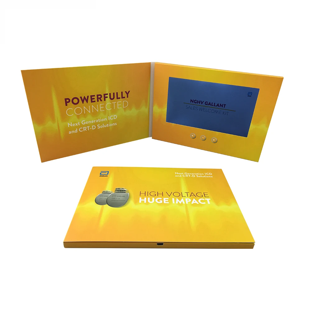 Attractive and Popular 7 inch  video card A5 lcd screen display card gifts digital video paper card with custom design