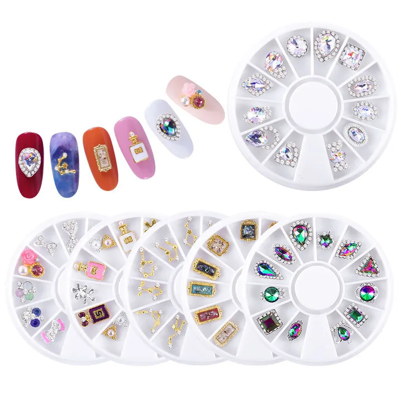 3d Nail Rhinestones Metal Studs Gold Nail Rivets Set Nail Crystals Jewelry Decorations Manicure Kit