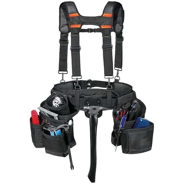 Heavy Duty Carpenters Professional Construction 1680 Denier Poly tool bags for belts with Suspenders 8 pieces in a box