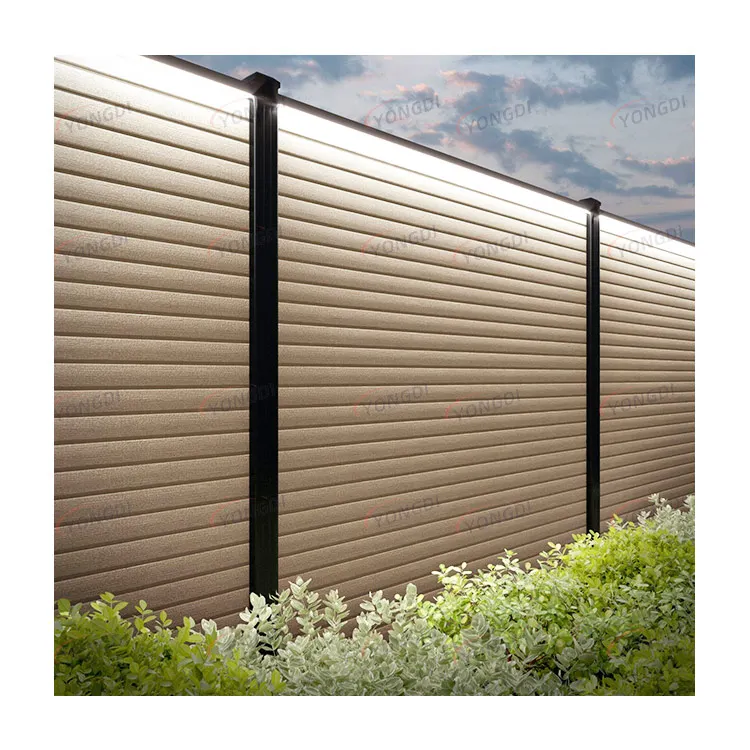 Exterior aluminum plastic slat wood privacy panel decorative garden zaun outdoor wpc patio deck fences for houses