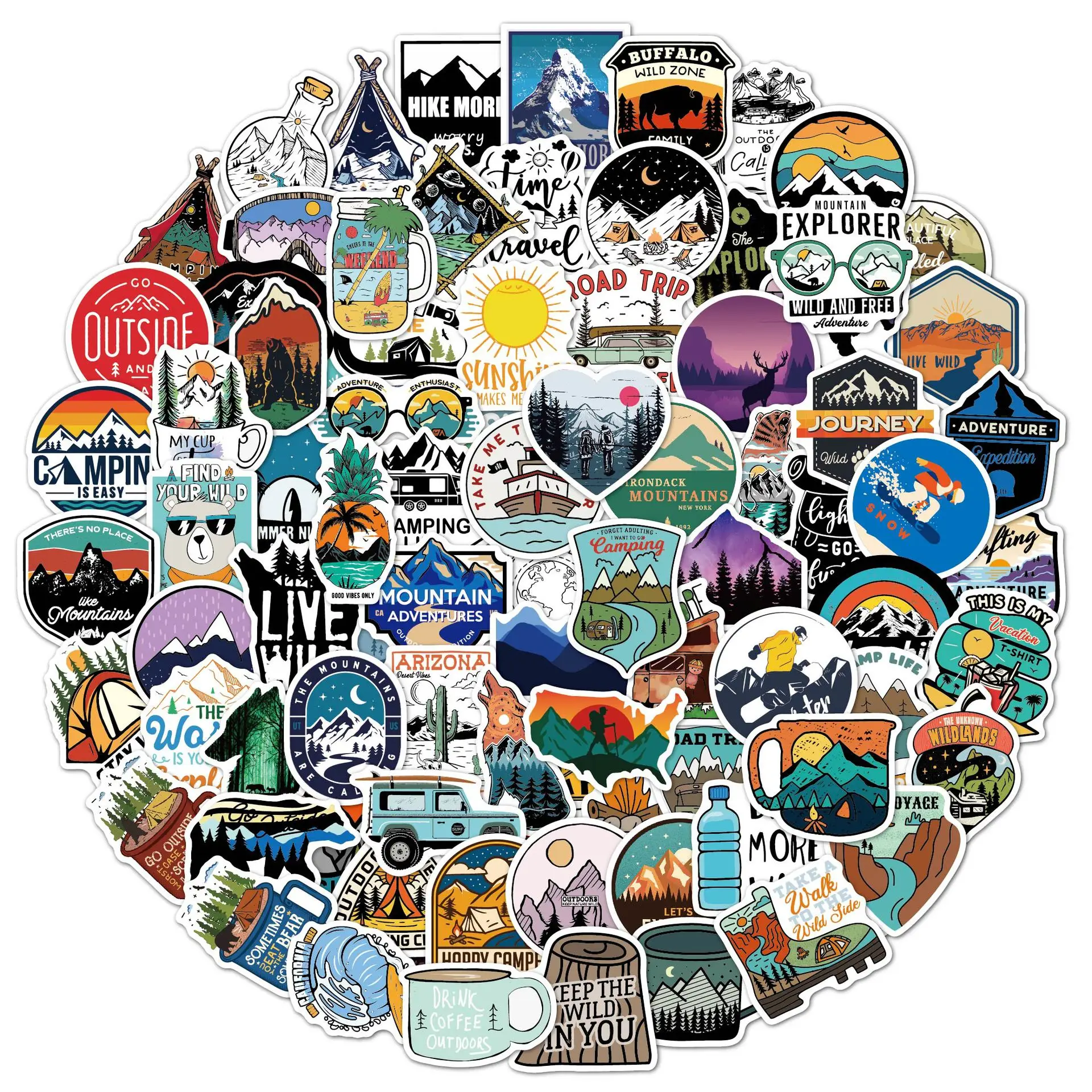 Wholesale 100pcs Custom Explore Cool Outdoor Various Graphics Decoration Graffiti Guitar Waterproof Vinyl Custom Die Cut Sticker