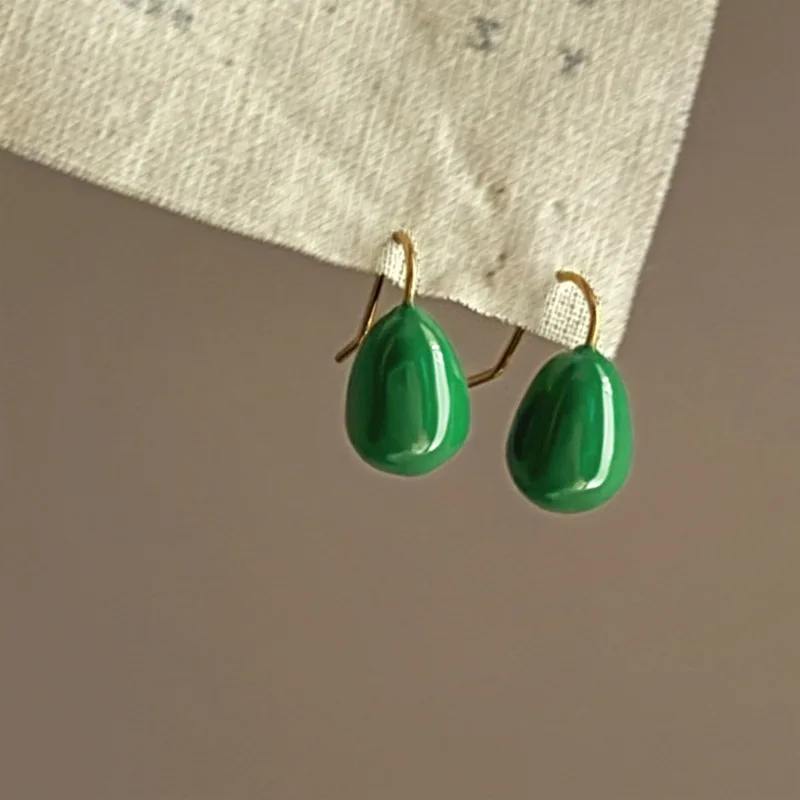 Rainbow Sweet Bean Premium French Colorful Oil Drops and Water Drops Earrings Light Luxury Temperament Girl Earrings