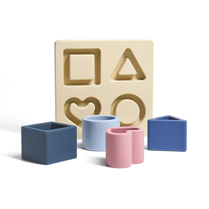 Eco-Friendly Bpa Free Educational Toys Montessori Sorting Silicone Geometric Shape Kids Toddler Puzzles Toys