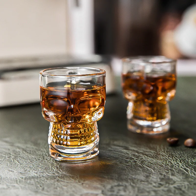 Creative Skulls Handle Shot Glass Perfect Crystal Whisky Cup Skeleton Design High Quality Whiskey Glass
