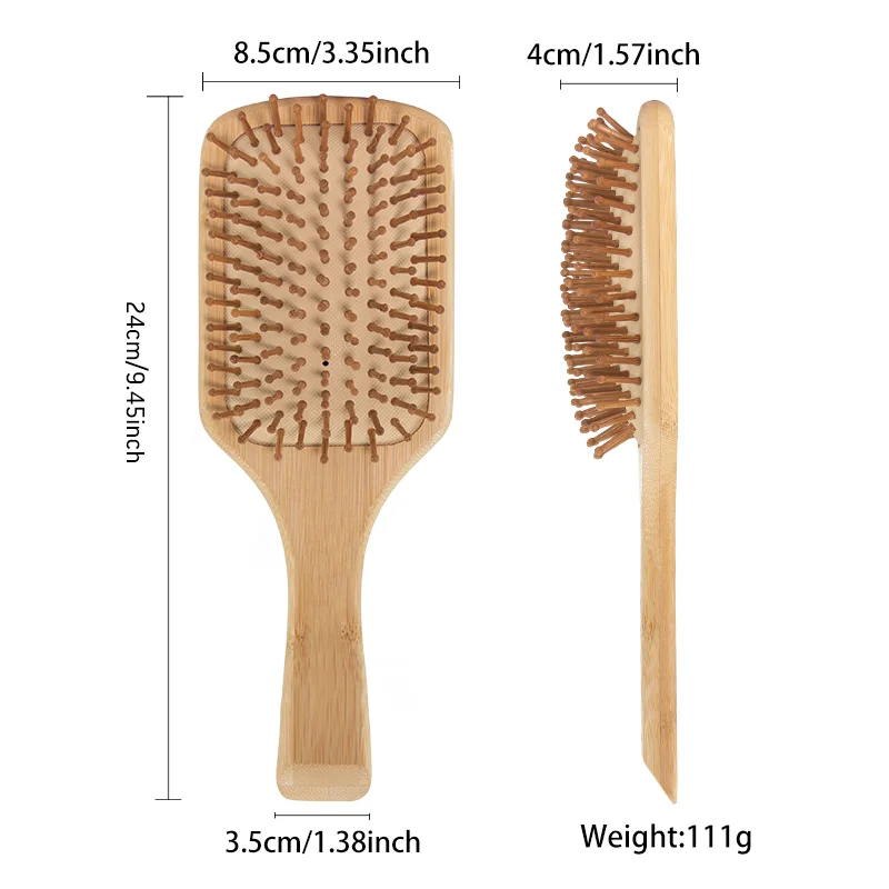 100% Natural Eco Friendly Organic Bamboo Wood Bristle Brush Adult Child Baby Bamboo Wood Paddle Hair Brush