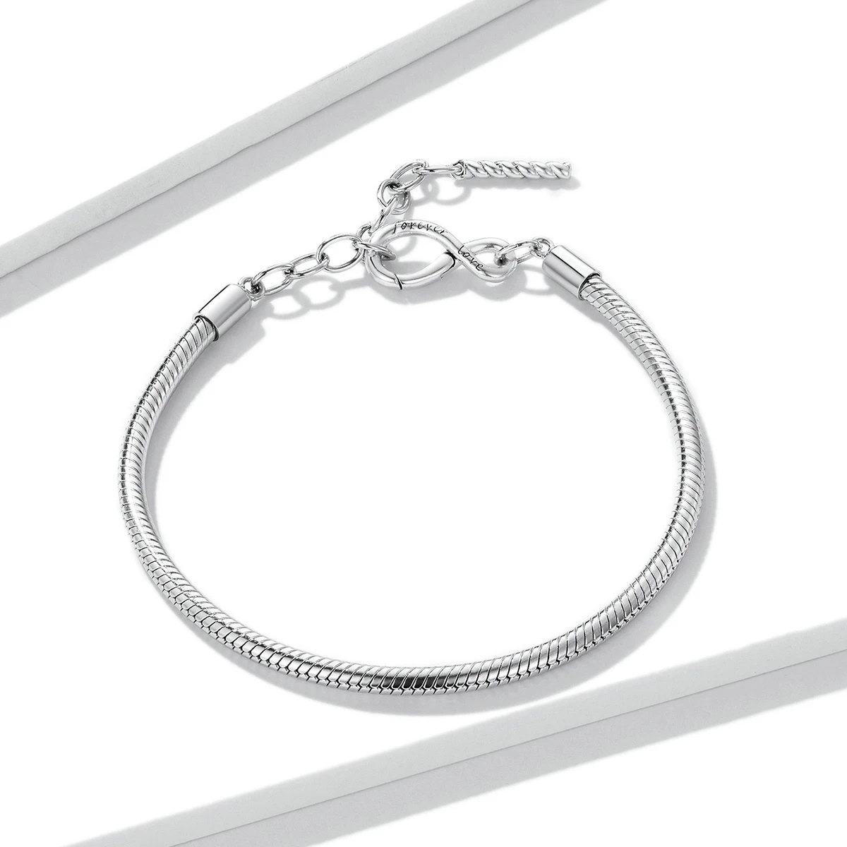 Luxury Charm Bracelet White Gold Plated Jewelry 925 Sterling Silver Knot Snake Chain Bracelet for Women