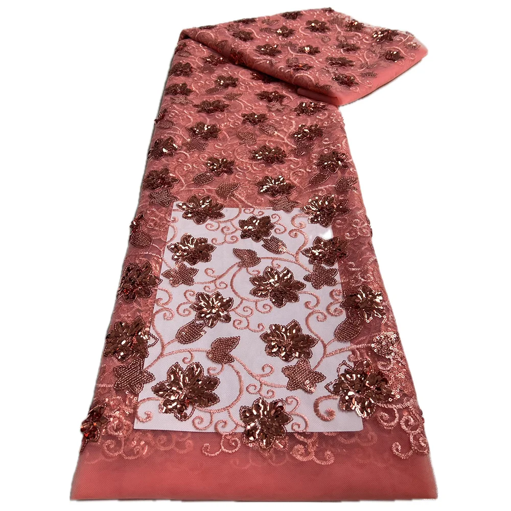 NI.AI Pretty Sequin Beaded Lace Pearls Sequin Fabric Embroidered Sequins Stripe Lace Fabric For Formal Dress Lace Fabric