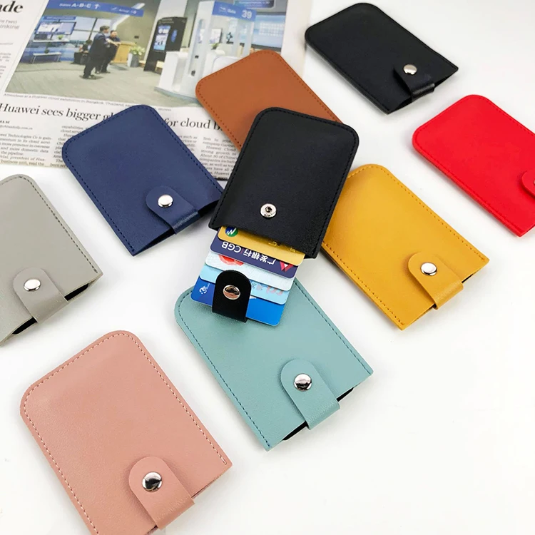 Business Gifts Mini Wallet Pu Leather Laminated Telescopic Large Multi Position Credit Card Bag Case Holder