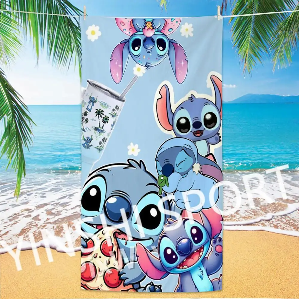 Summer Products 2024 Stitches Kids Cartoon Beach Towels Terry Cloth Hand Towels Printed Microfiber Beach Towel