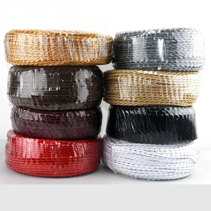 Colored cotton fabric twisted braided electrical wire cable Edison pendant lighting 0.75mm * 2 core power cord wire for DIY lamp