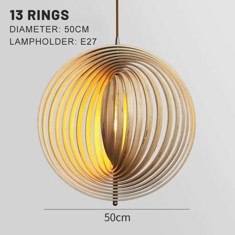 Creative Modern Decoration Round Foldable Wooden Ball Hanging Pendant Lamp For Kitchen