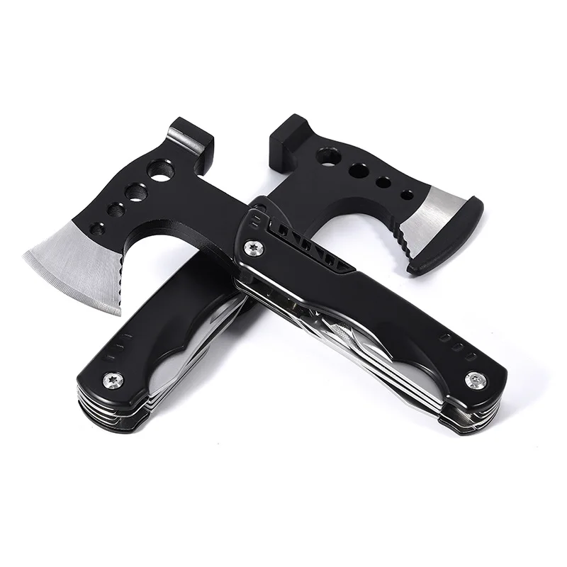 10 In 1 Stainless Steel Multi-function Tool Outdoor Axe Hammer with portable folding knife and Wrench  For Camping Emergency