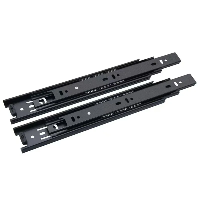 Thickened cold-rolled steel damping buffer drawer slide rail, silent steel ball rebound guide rail,  bearing three section track