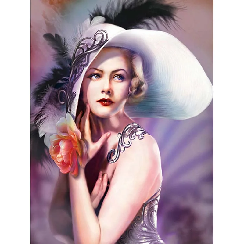 
5d diamond painting kit A woman with a hat full drill rhinestone diamond painting y1243 