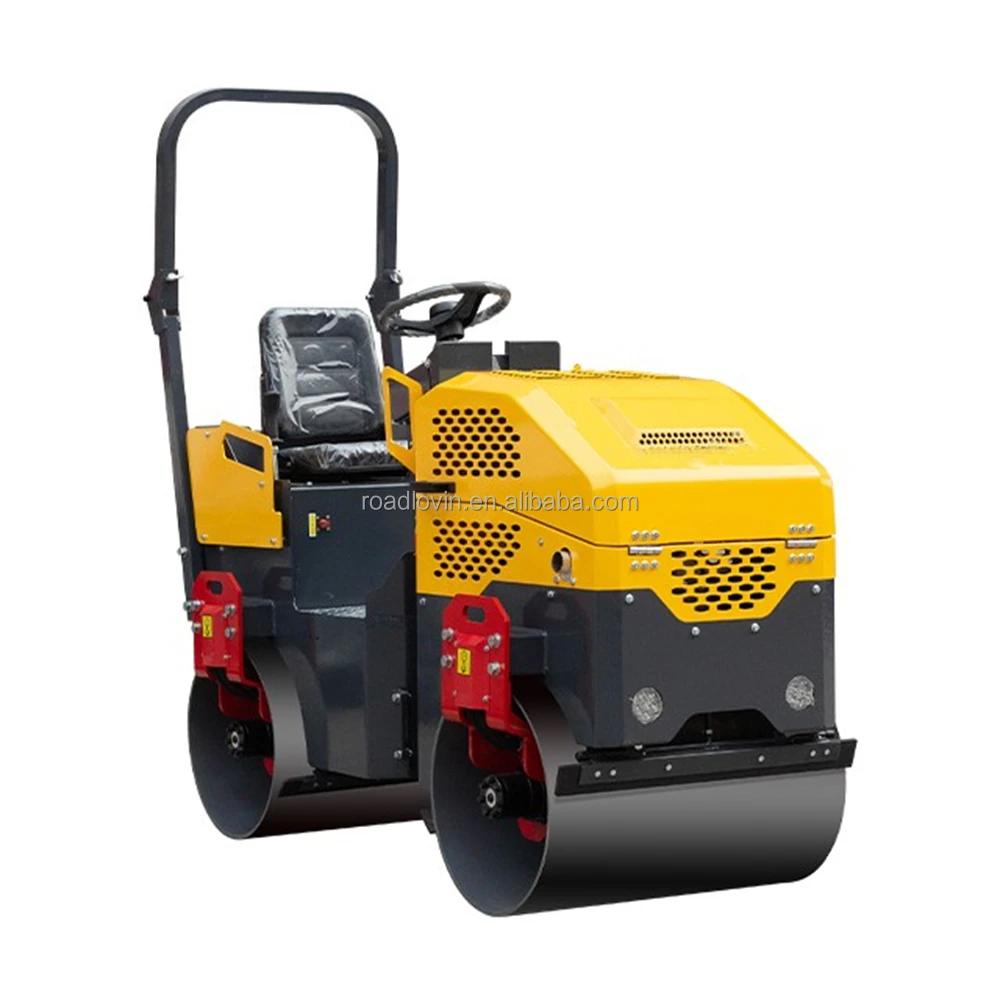 construction machinery double drums walking bedhind ride on type small road roller vibratory roller