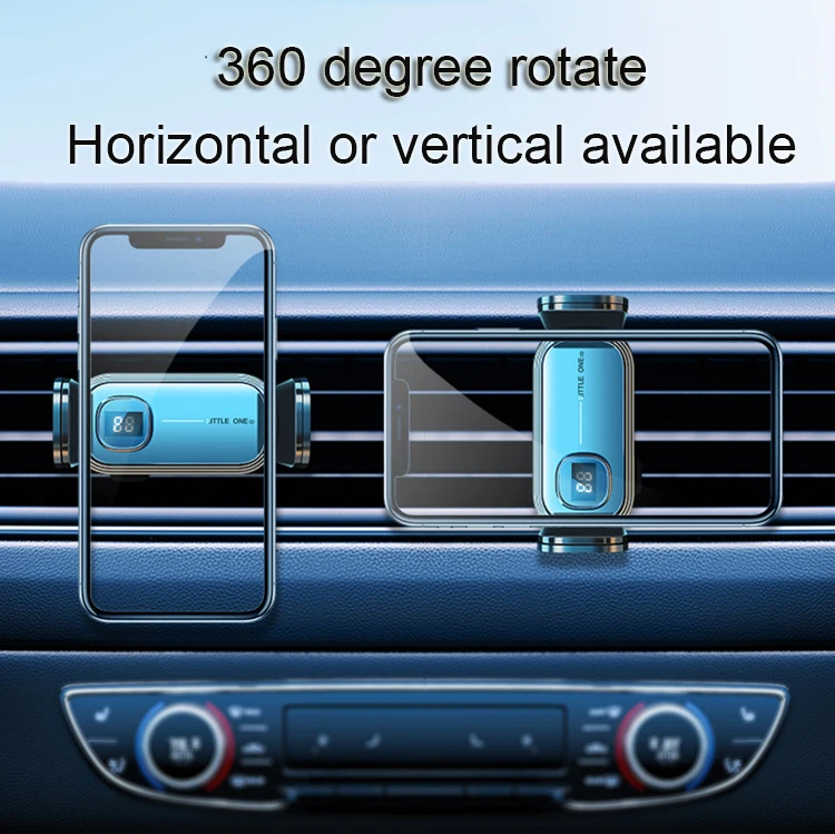 Stable electric phone holder for car air vent dashboard mobile phone mount with power display automatic locking cell phone mount